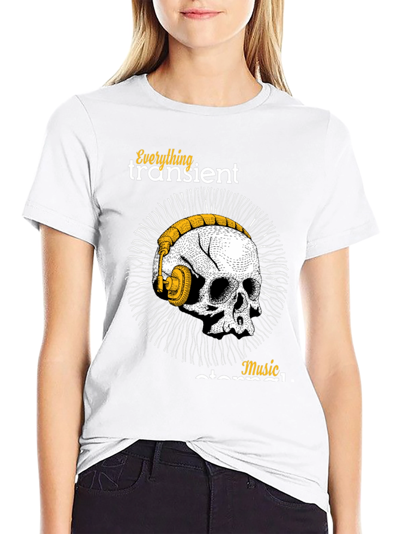 Skull & Headphones Graphic T-Shirt - Music Forever!
