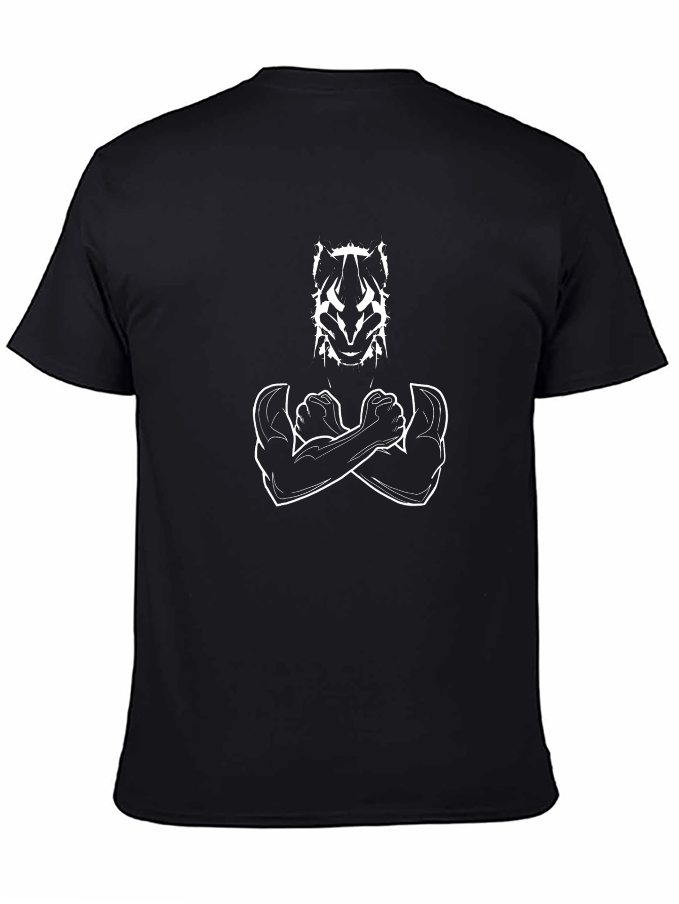Black T-Shirt with Arm-Crossed Silhouette Graphic