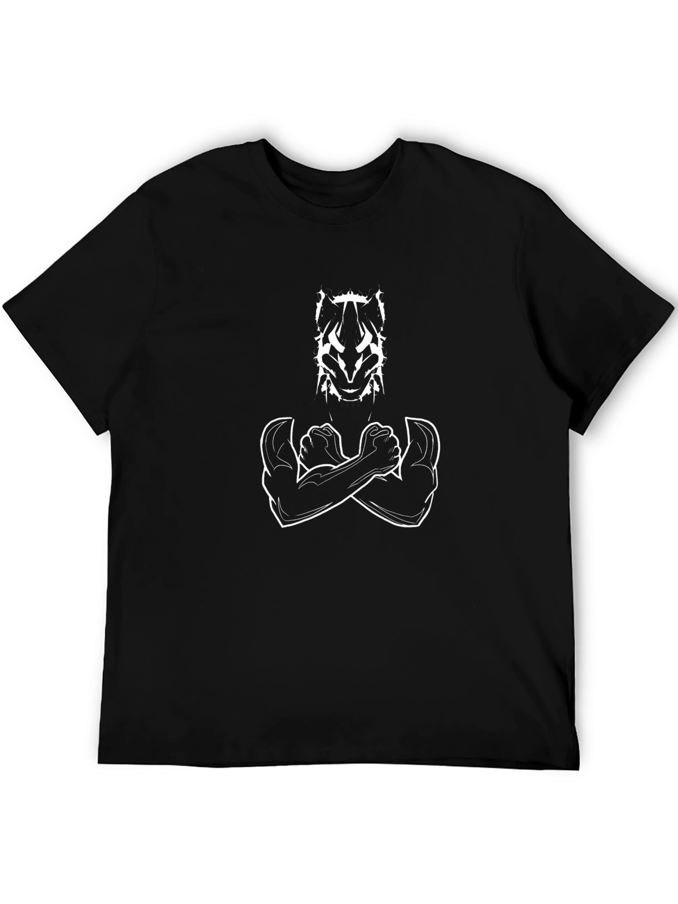 Black T-Shirt with Arm-Crossed Silhouette Graphic