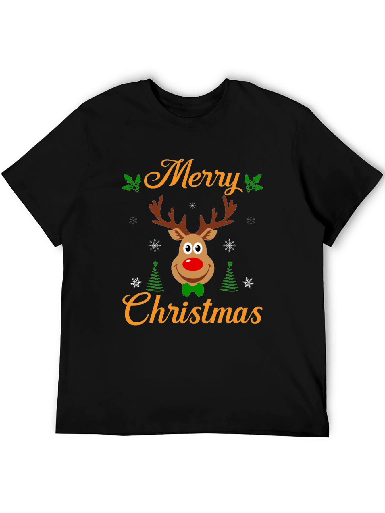 Merry Christmas Reindeer Graphic Tee - Holiday Cheer!