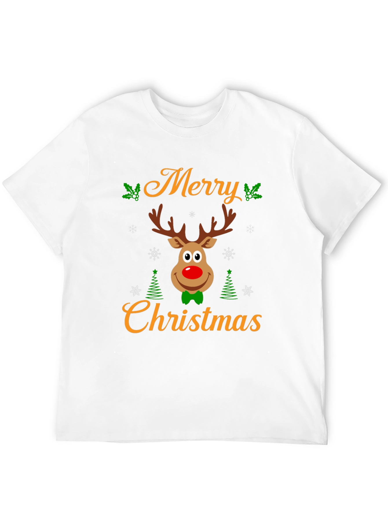 Merry Christmas Reindeer Graphic Tee - Holiday Cheer!