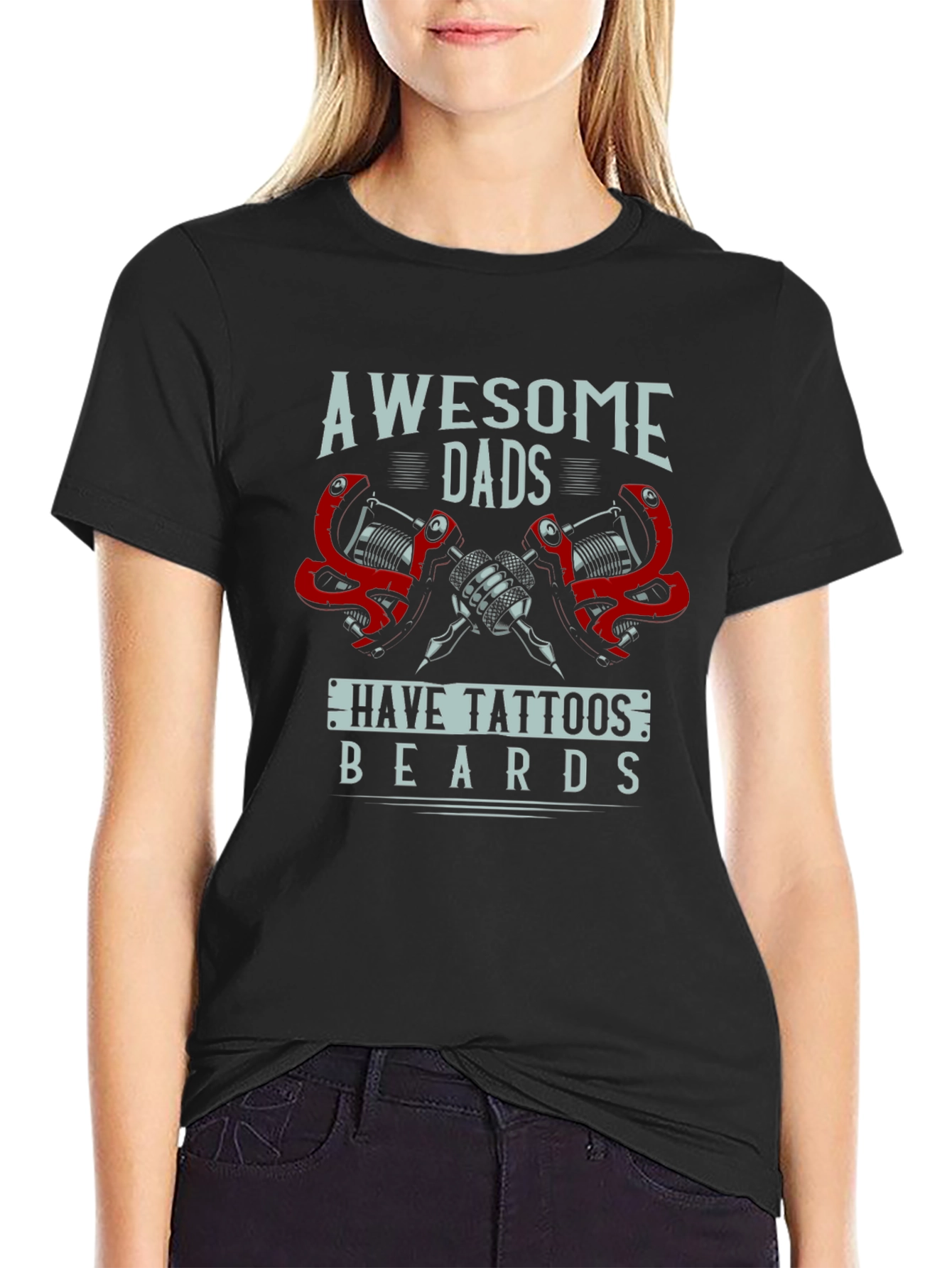 Awesome Dads Tattoo & Beard Graphic T-Shirt