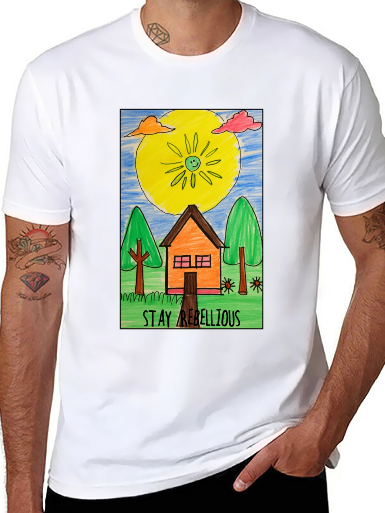Stay Rebellious Graphic Tee - Hand Drawn Art