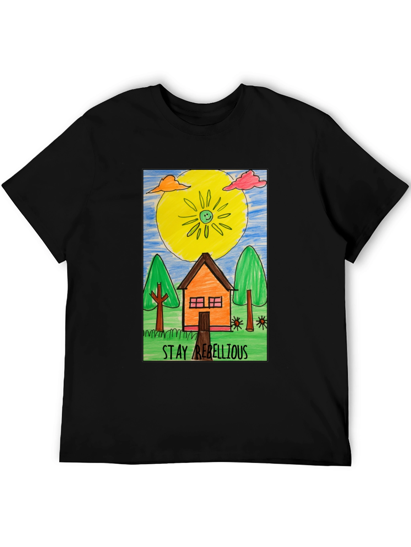 Stay Rebellious Graphic Tee - Hand Drawn Art