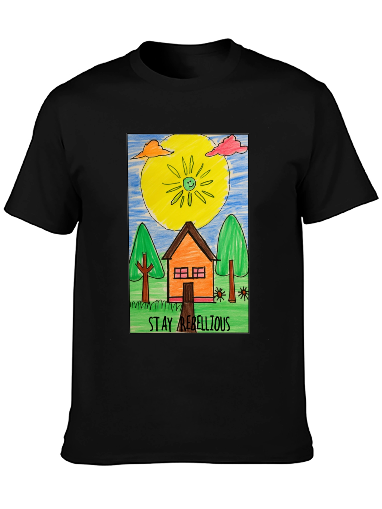 Stay Rebellious Graphic Tee - Hand Drawn Art