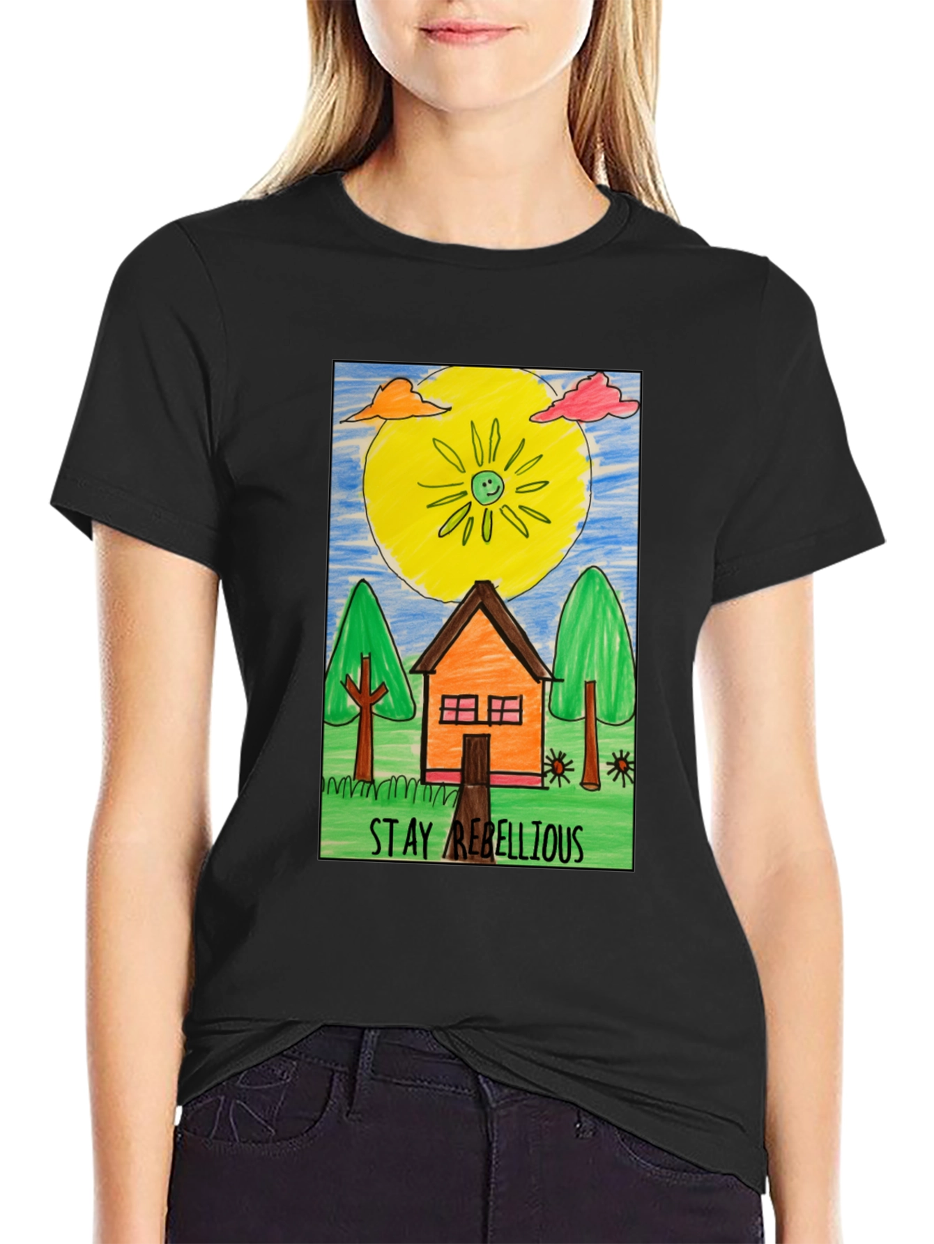 Stay Rebellious Graphic Tee - Hand Drawn Art