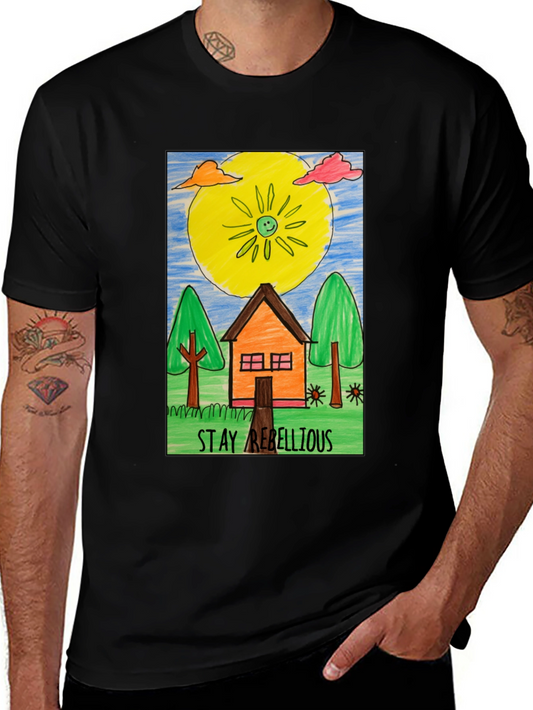 Stay Rebellious Graphic Tee - Hand Drawn Art
