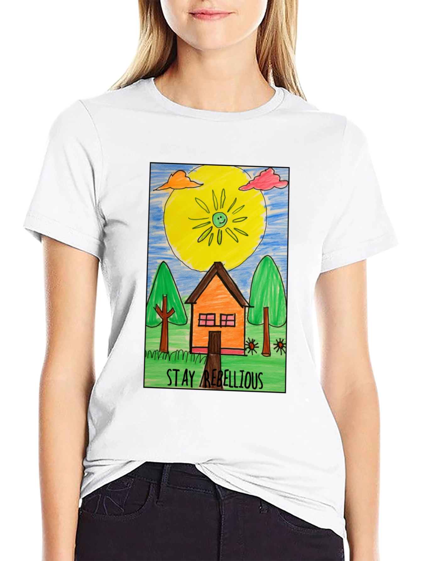 Stay Rebellious Graphic Tee - Hand Drawn Art