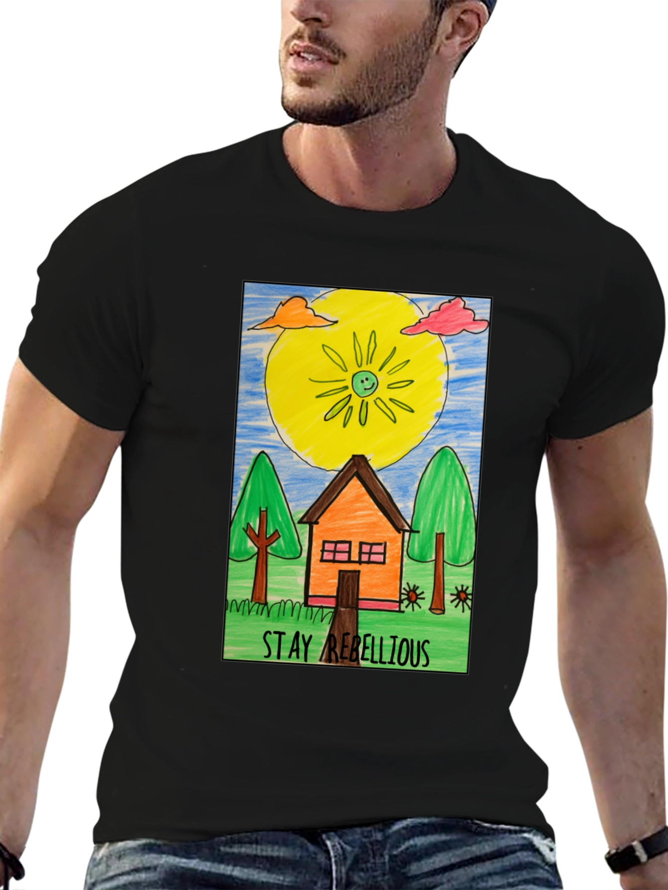 Stay Rebellious Graphic Tee - Hand Drawn Art