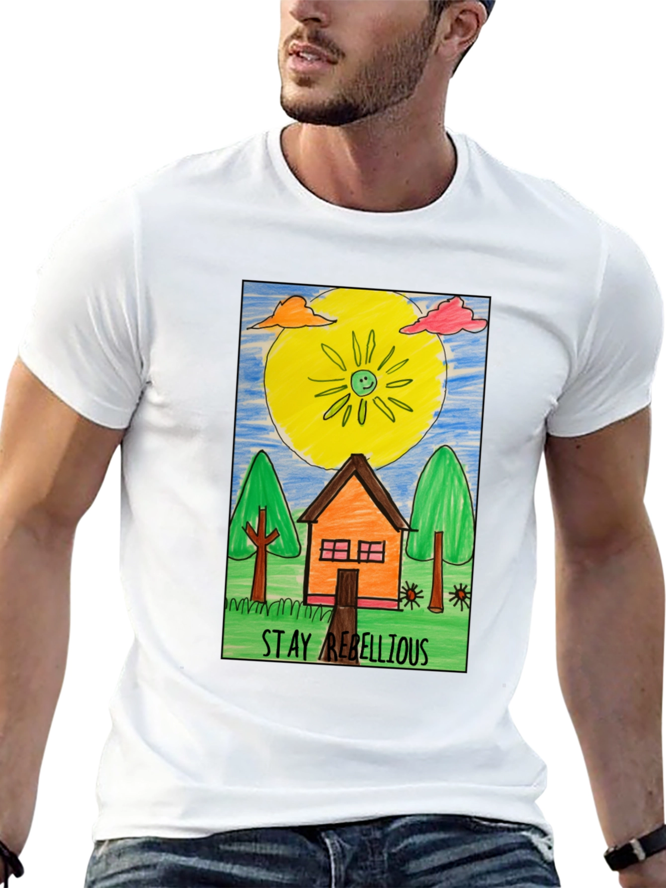 Stay Rebellious Graphic Tee - Hand Drawn Art