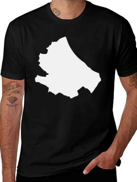 Abstract White Shape on Black Tee
