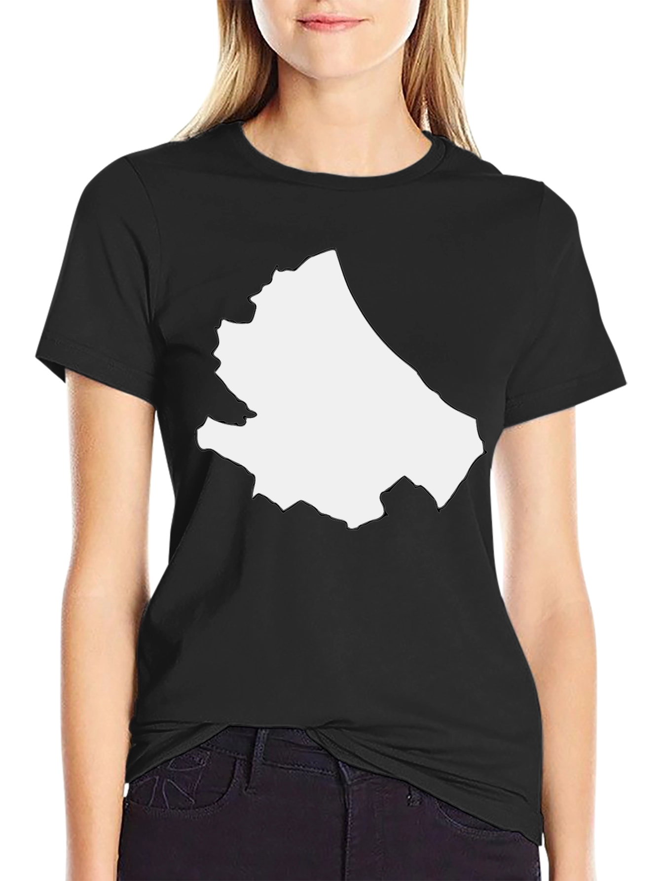 Abstract White Shape on Black Tee