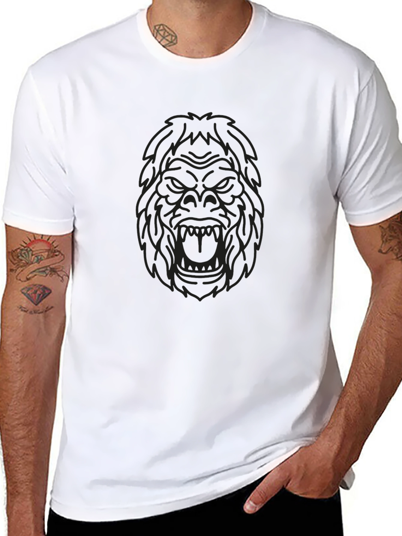 Mens Black Gorilla Graphic T-Shirt