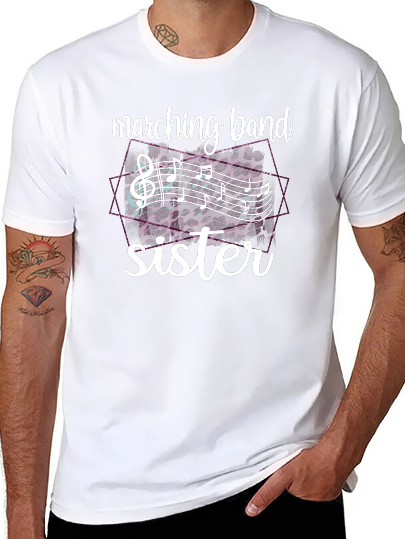 Marching Band Sister T-Shirt - Musical Notes Tee