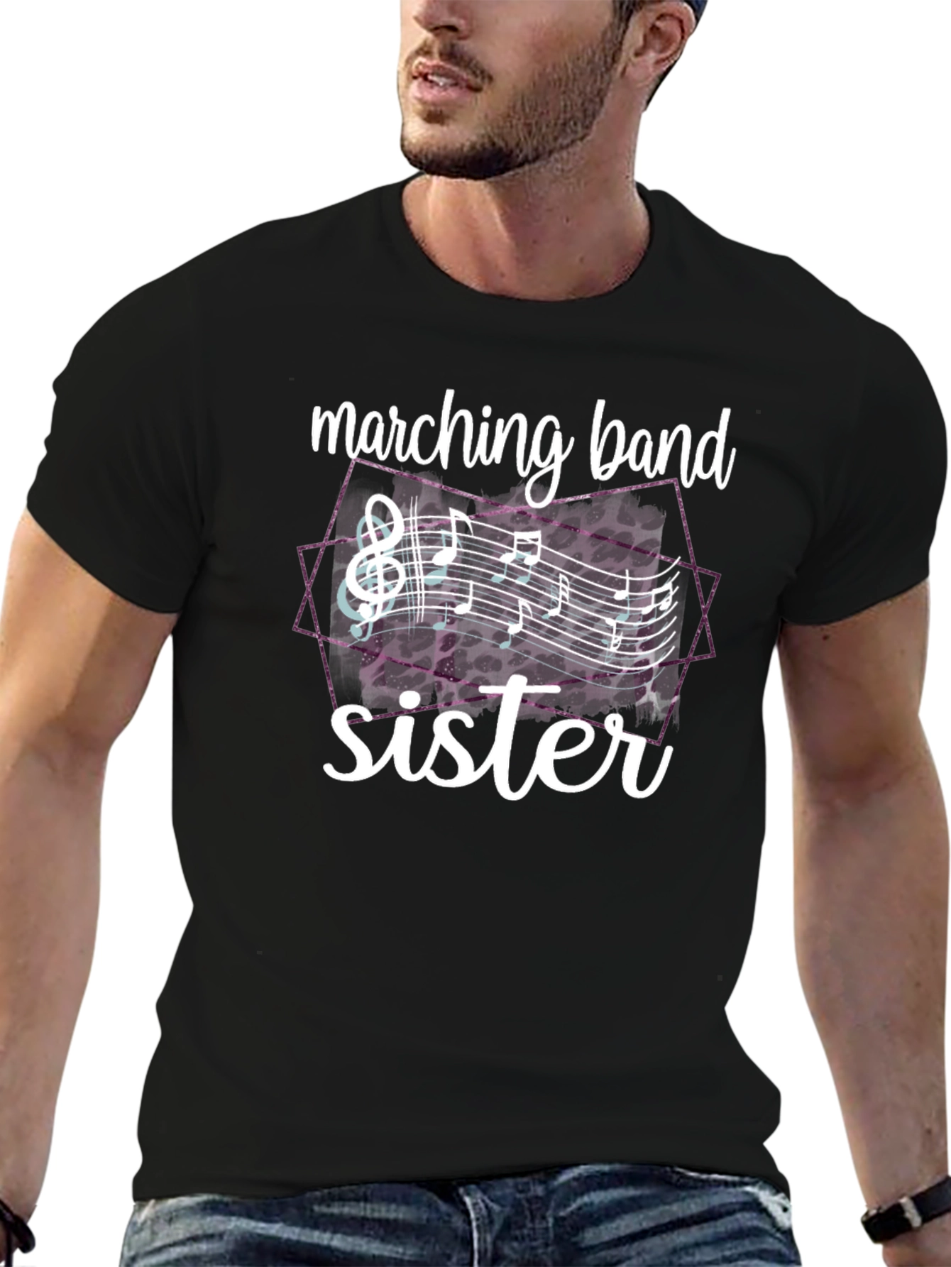 Marching Band Sister T-Shirt - Musical Notes Tee