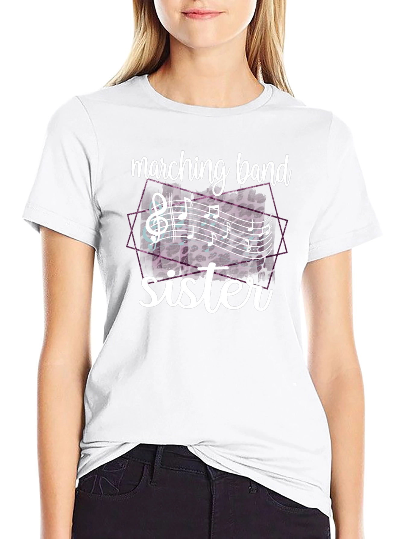 Marching Band Sister T-Shirt - Musical Notes Tee