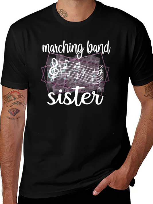 Marching Band Sister T-Shirt - Musical Notes Tee