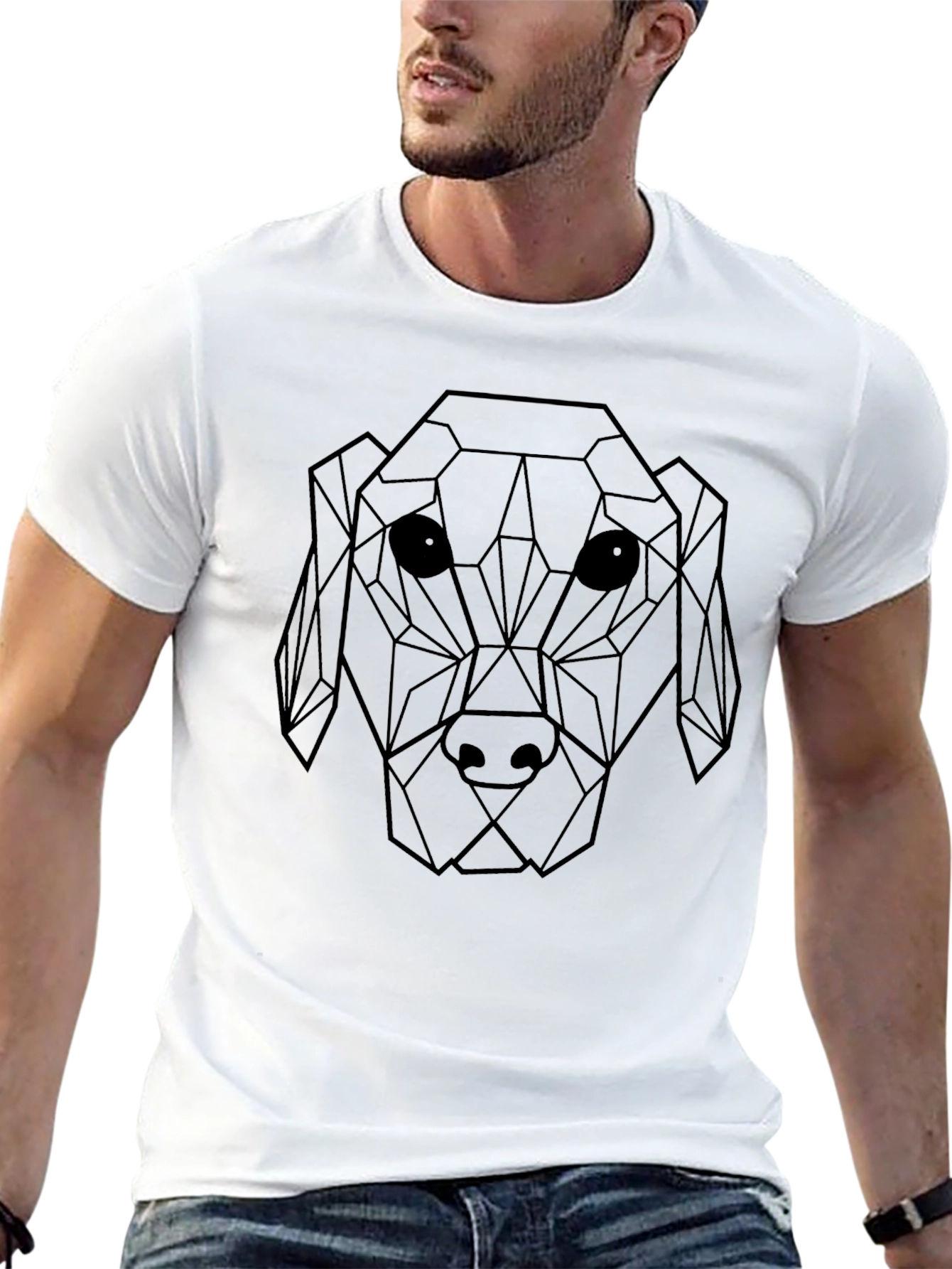 Geometric Dog Graphic T-Shirt - Modern & Stylish!