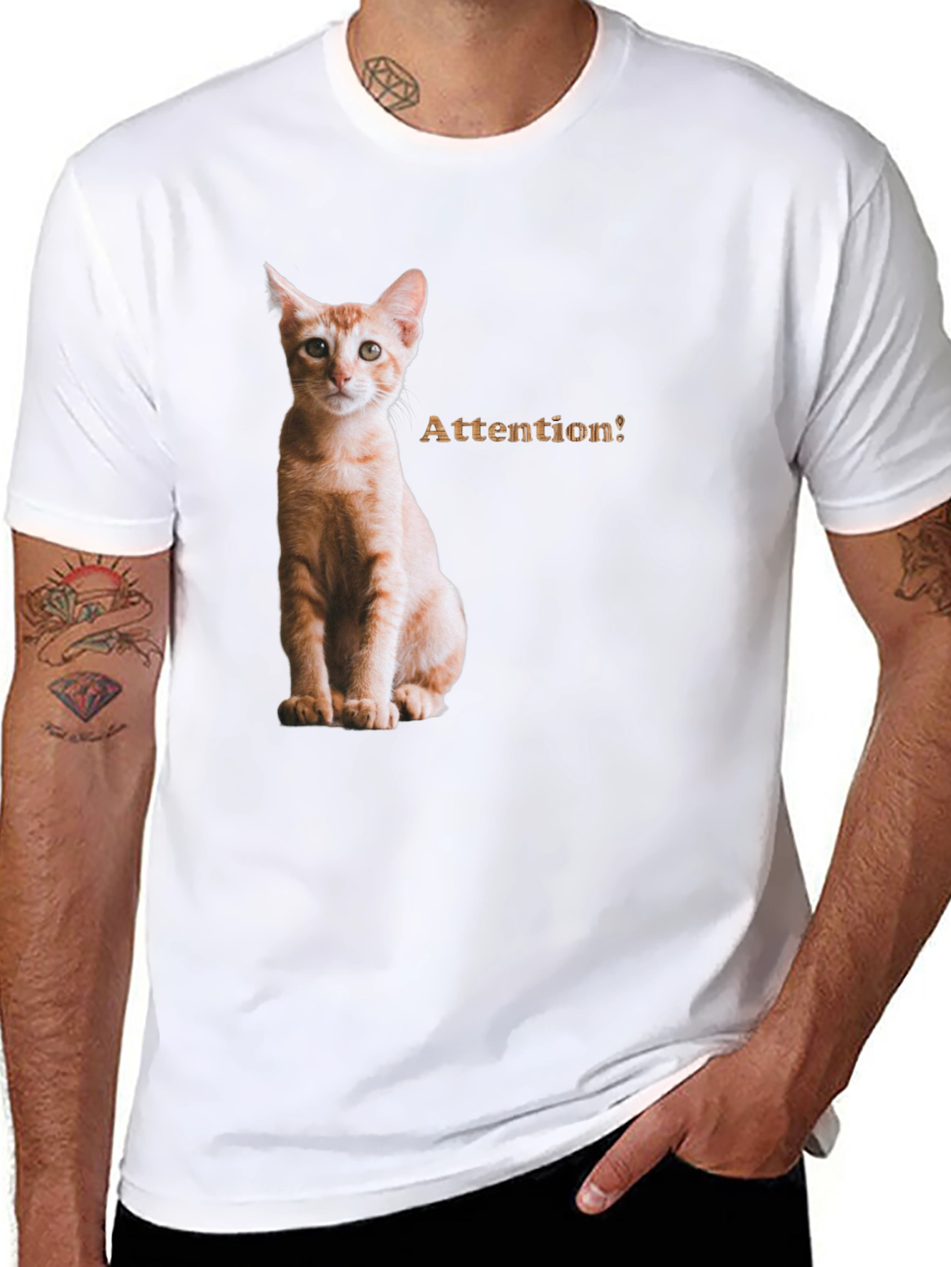 Cat Attention Black T-Shirt