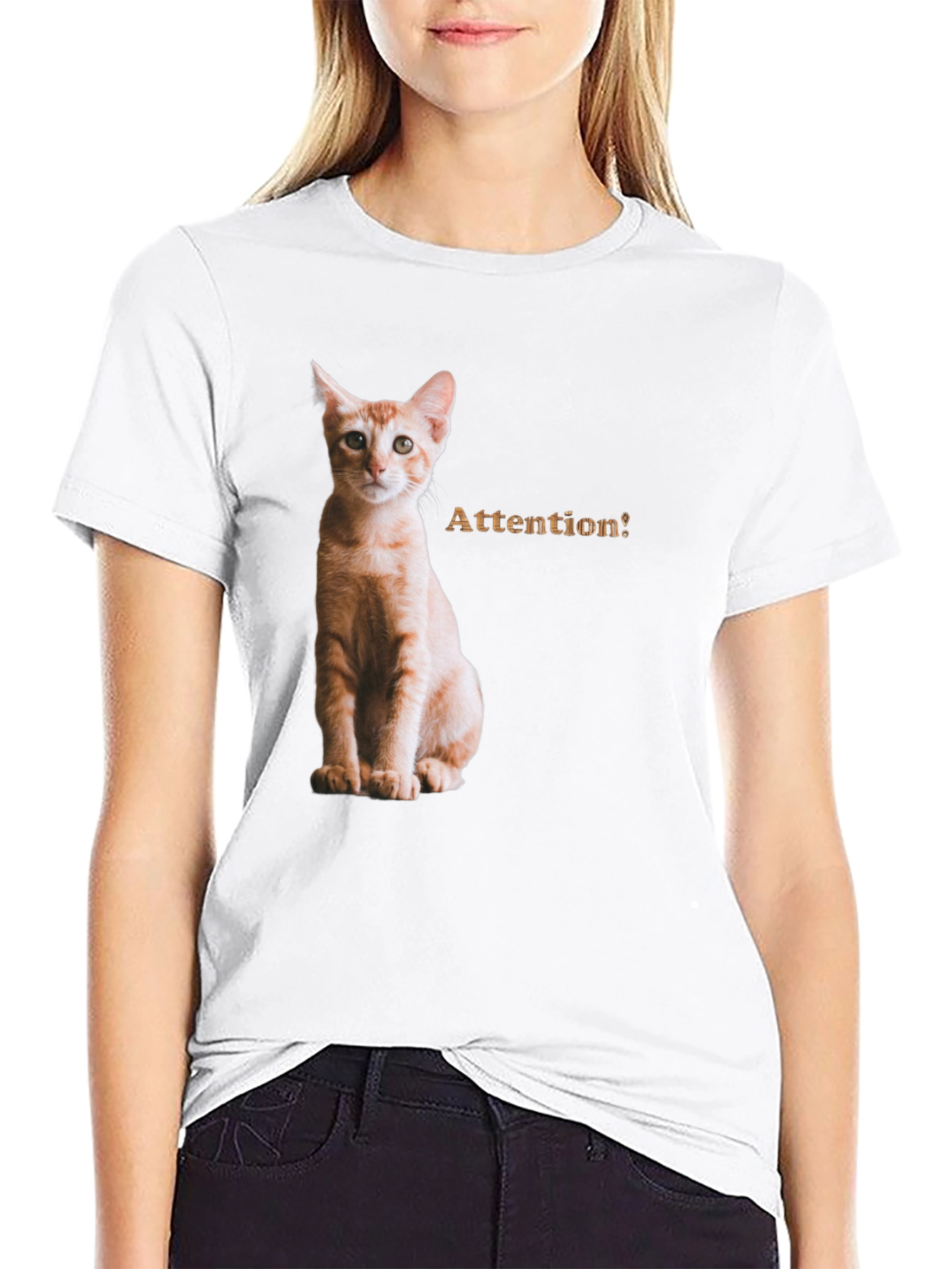 Cat Attention Black T-Shirt