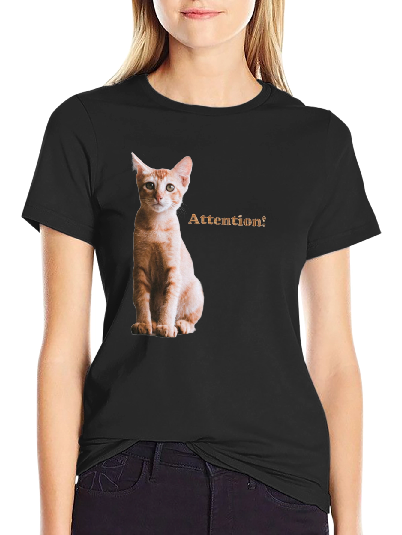 Cat Attention Black T-Shirt