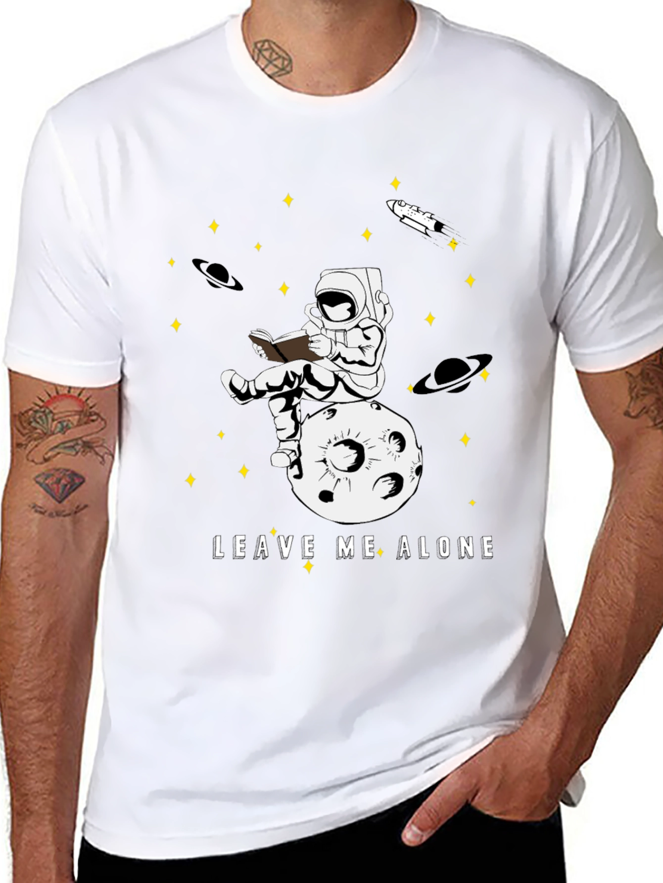 Astronaut Reading Book T-Shirt - Leave Me Alone