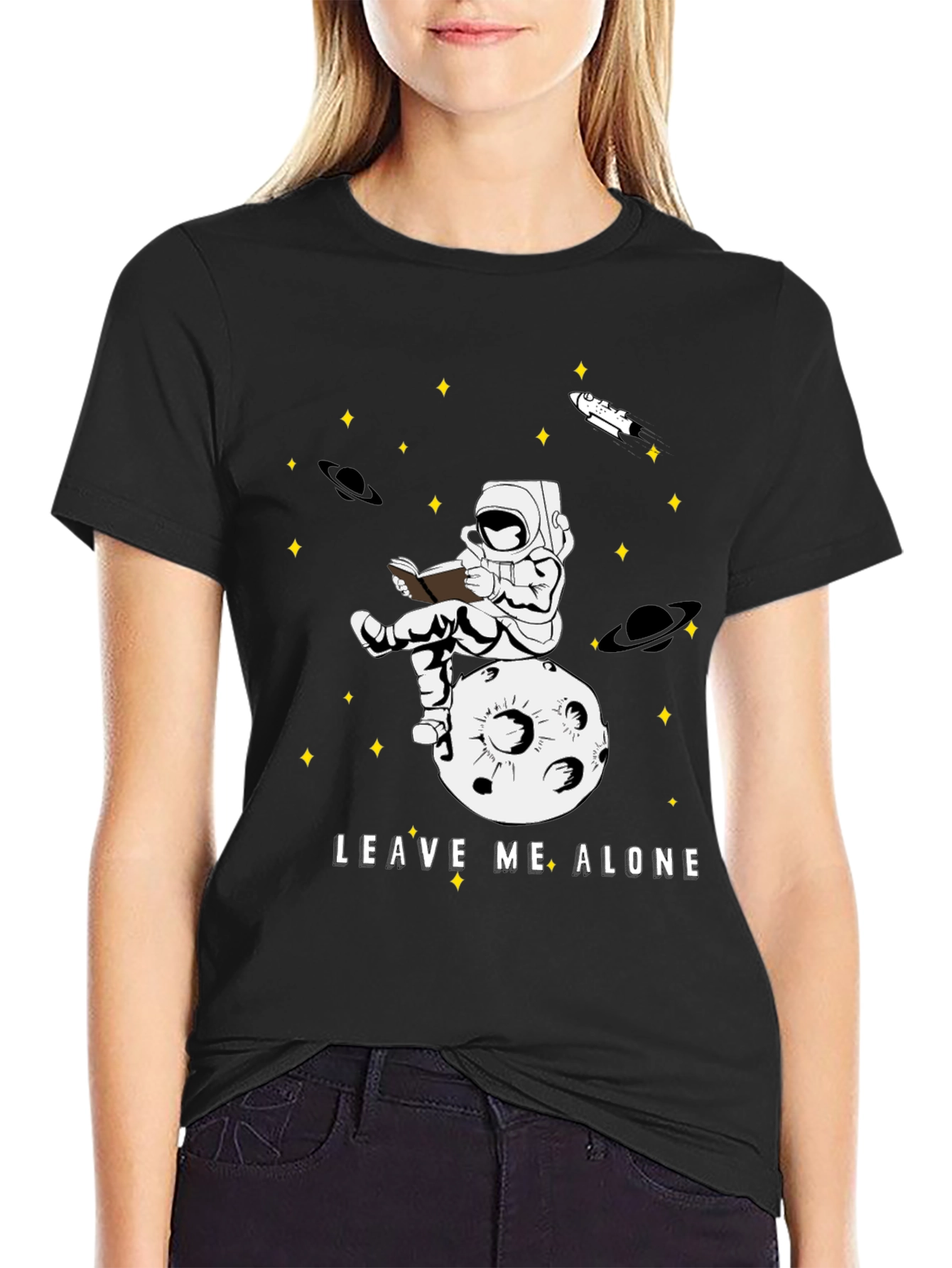 Astronaut Reading Book T-Shirt - Leave Me Alone