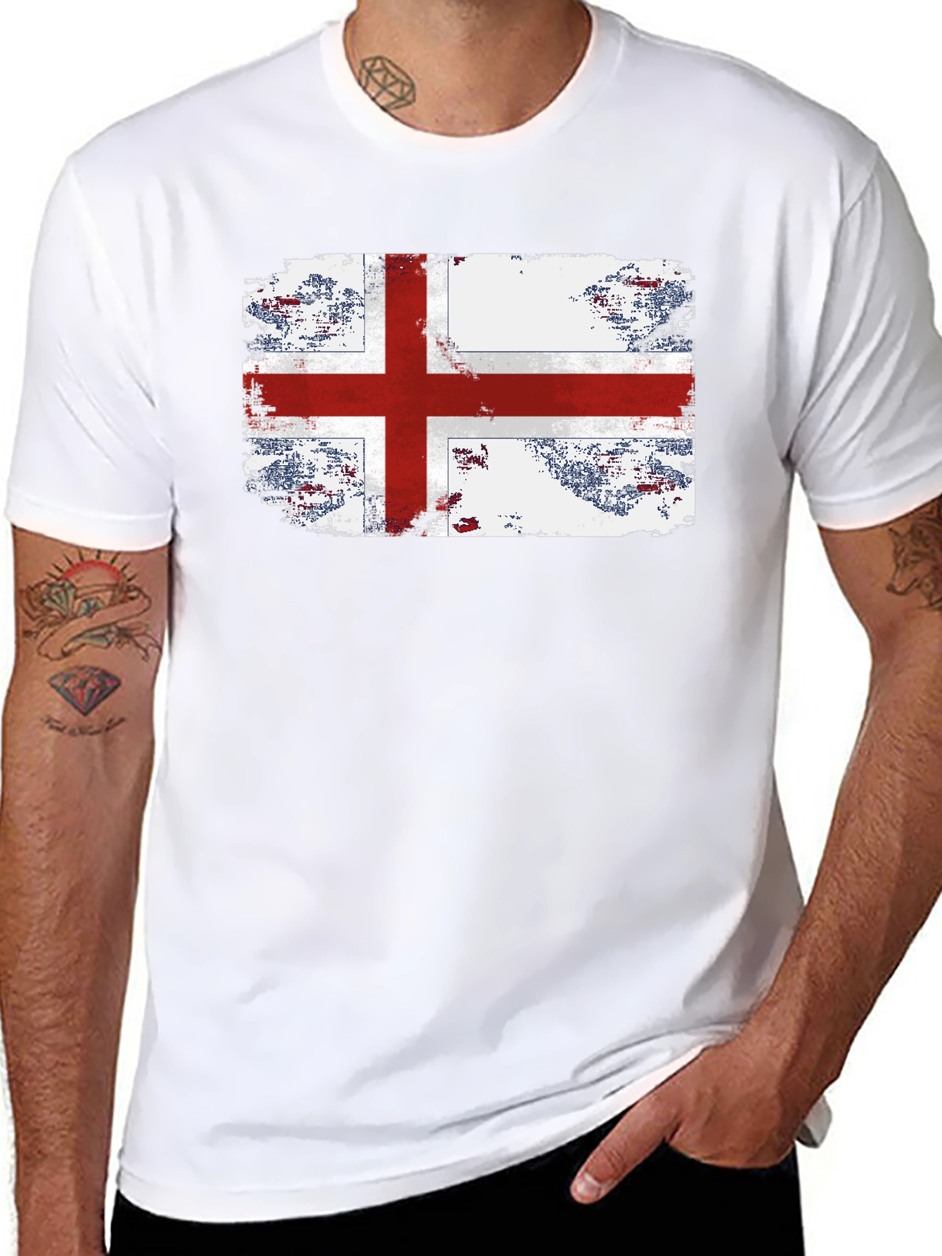 England Flag Grunge Graphic T-Shirt