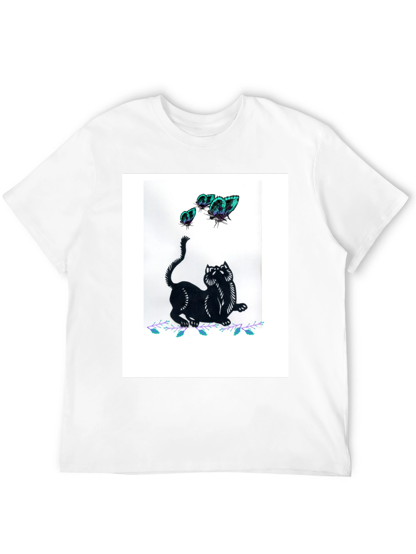 Black Cat & Butterfly Graphic Tee