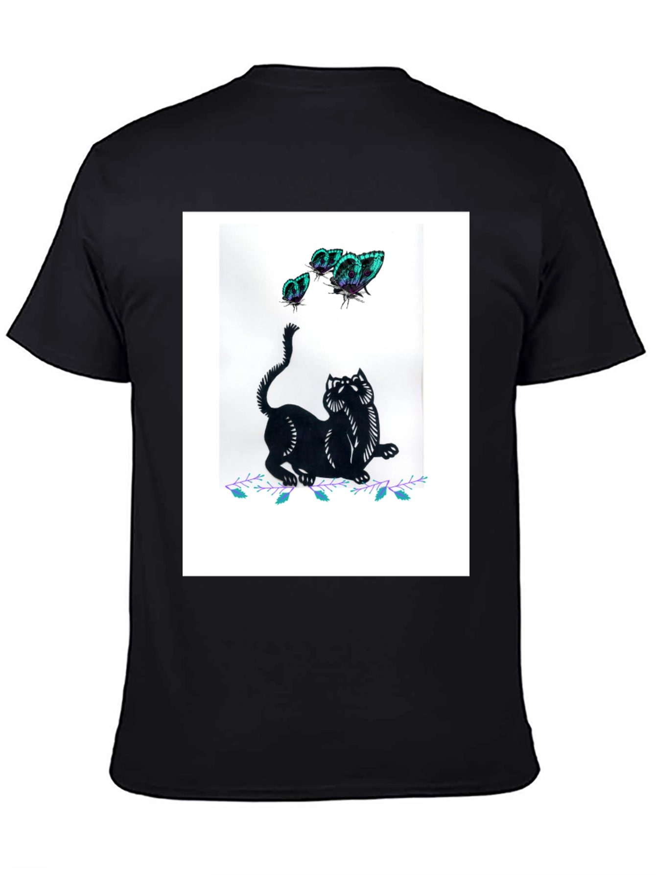 Black Cat & Butterfly Graphic Tee