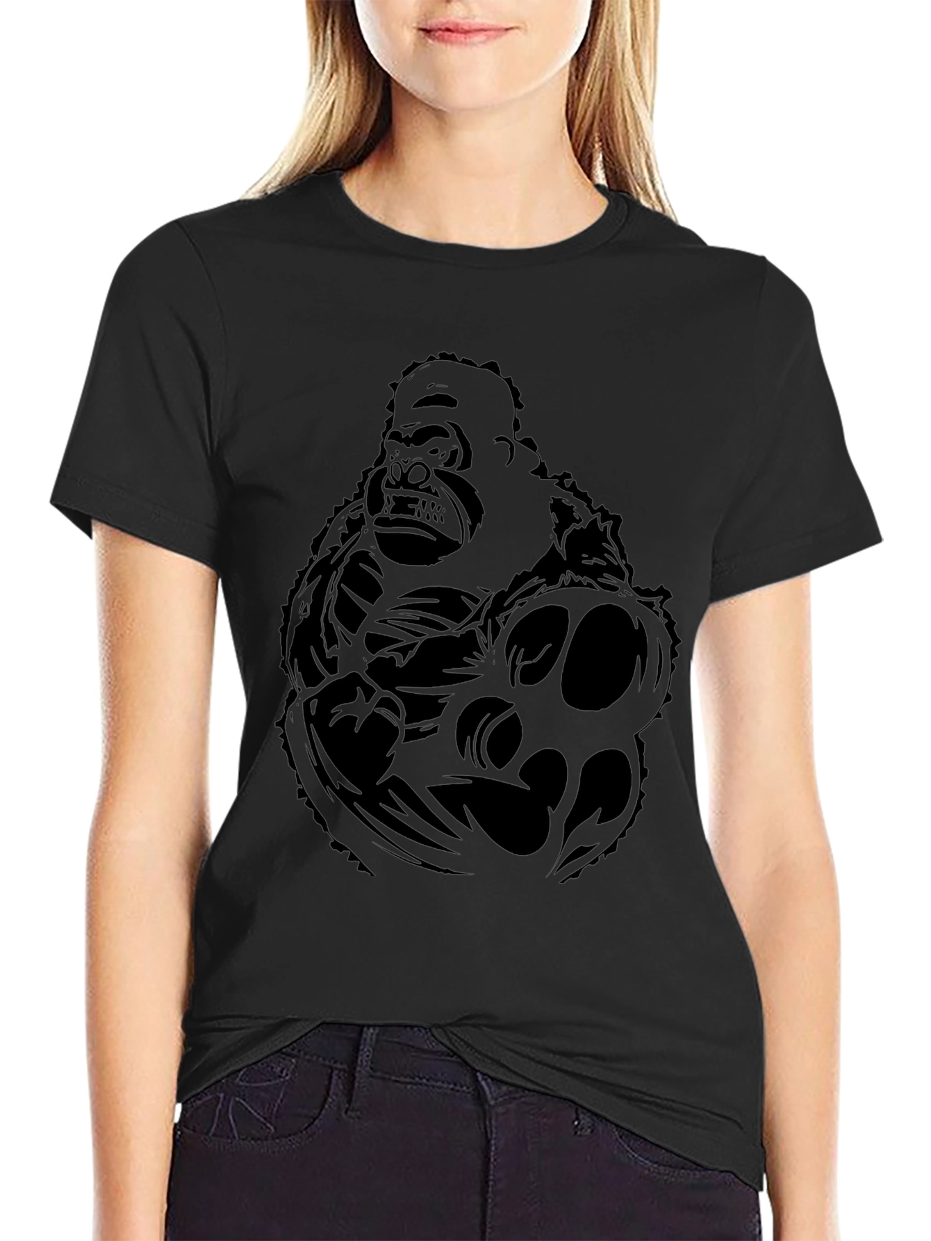 Graphic Gorilla Tee - Black Cotton T-Shirt