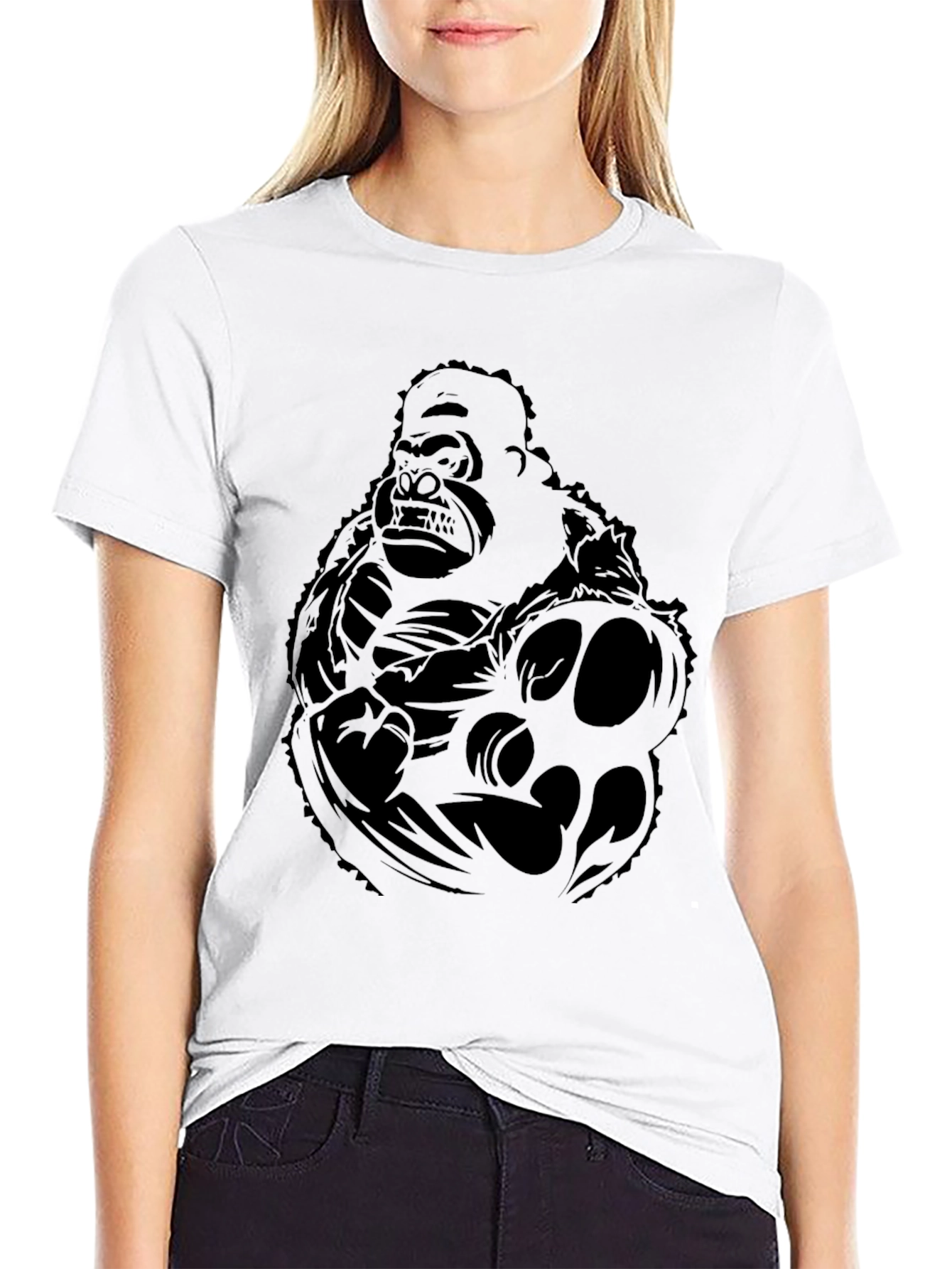 Graphic Gorilla Tee - Black Cotton T-Shirt