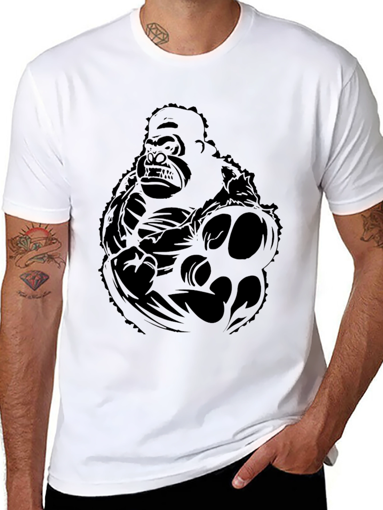 Graphic Gorilla Tee - Black Cotton T-Shirt
