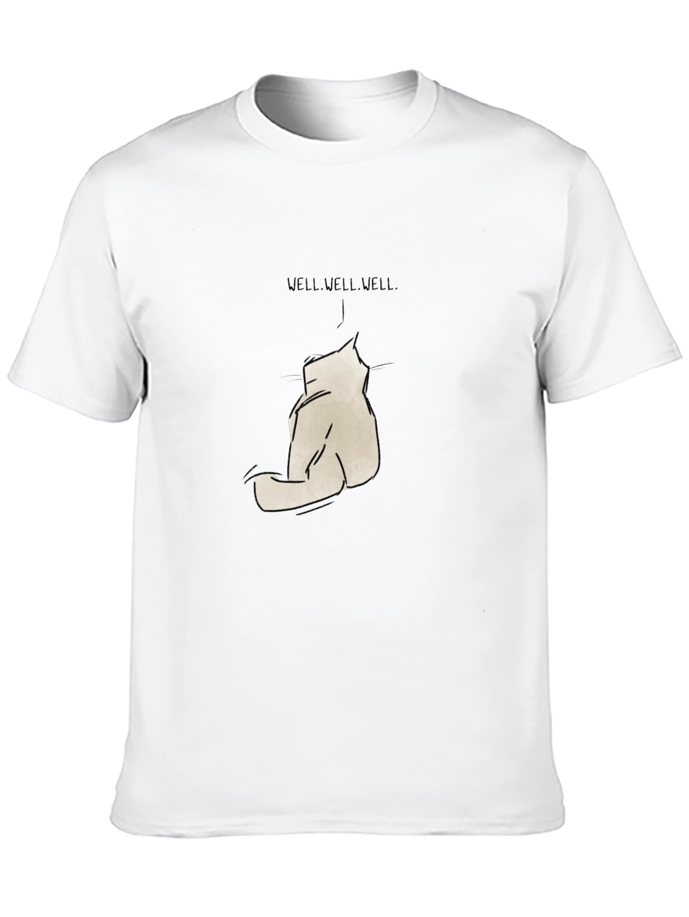 Minimalist Cat Sketch Graphic Black T-Shirt
