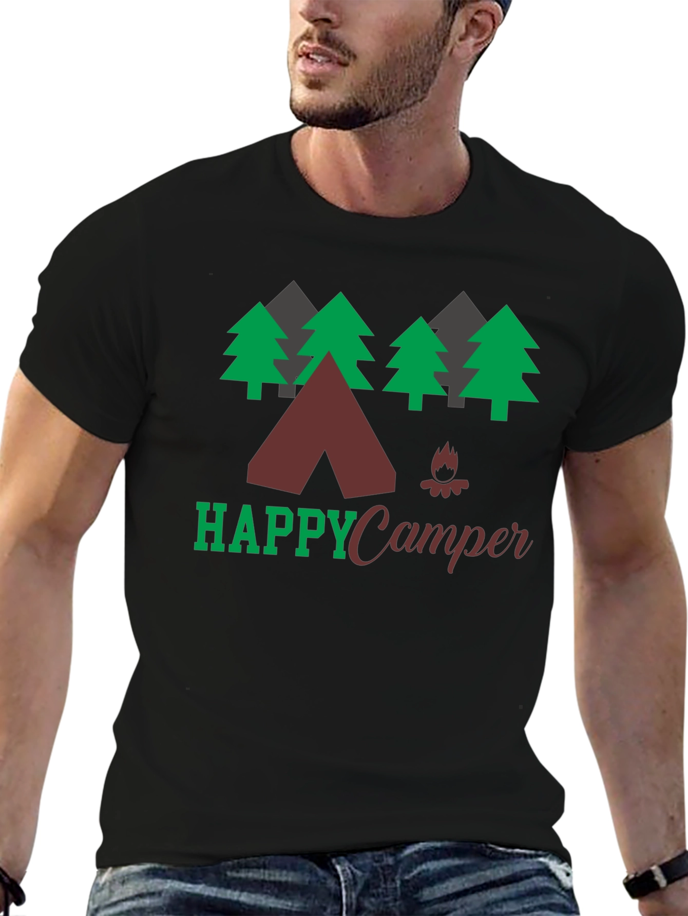 Happy Camper Graphic Tee Camping Nature Shirt