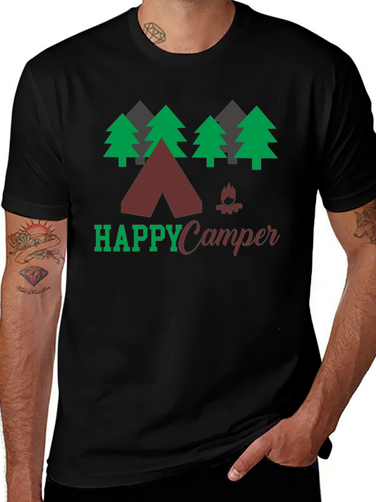 Happy Camper Graphic Tee Camping Nature Shirt