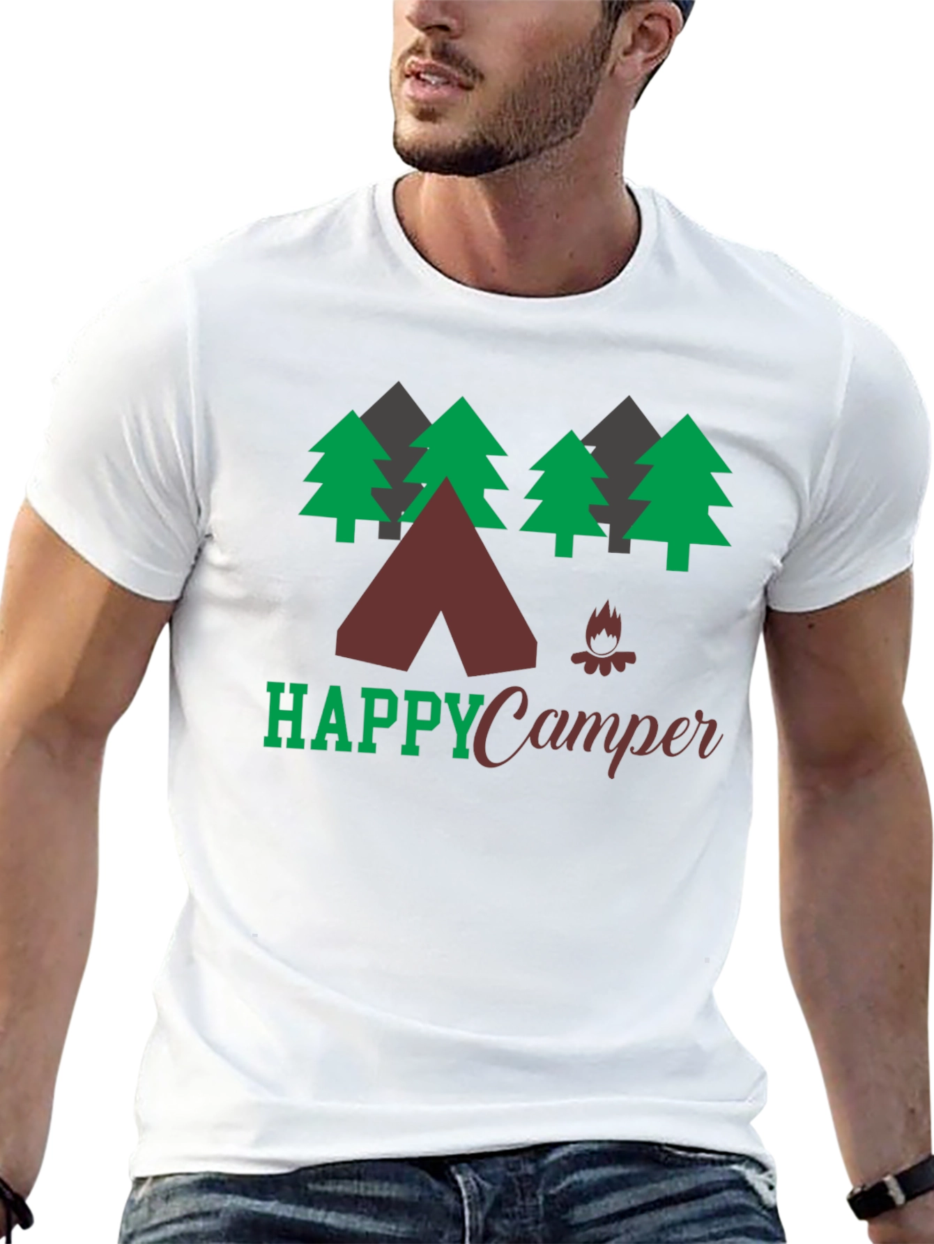 Happy Camper Graphic Tee Camping Nature Shirt