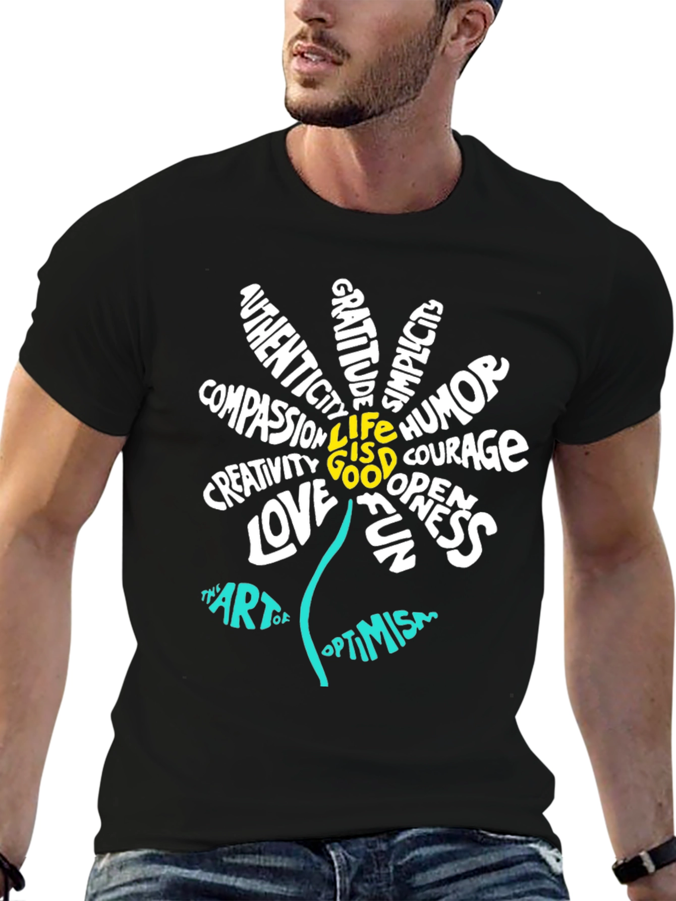 Inspirational Flower Graphic T-Shirt - Optimism Art Tee