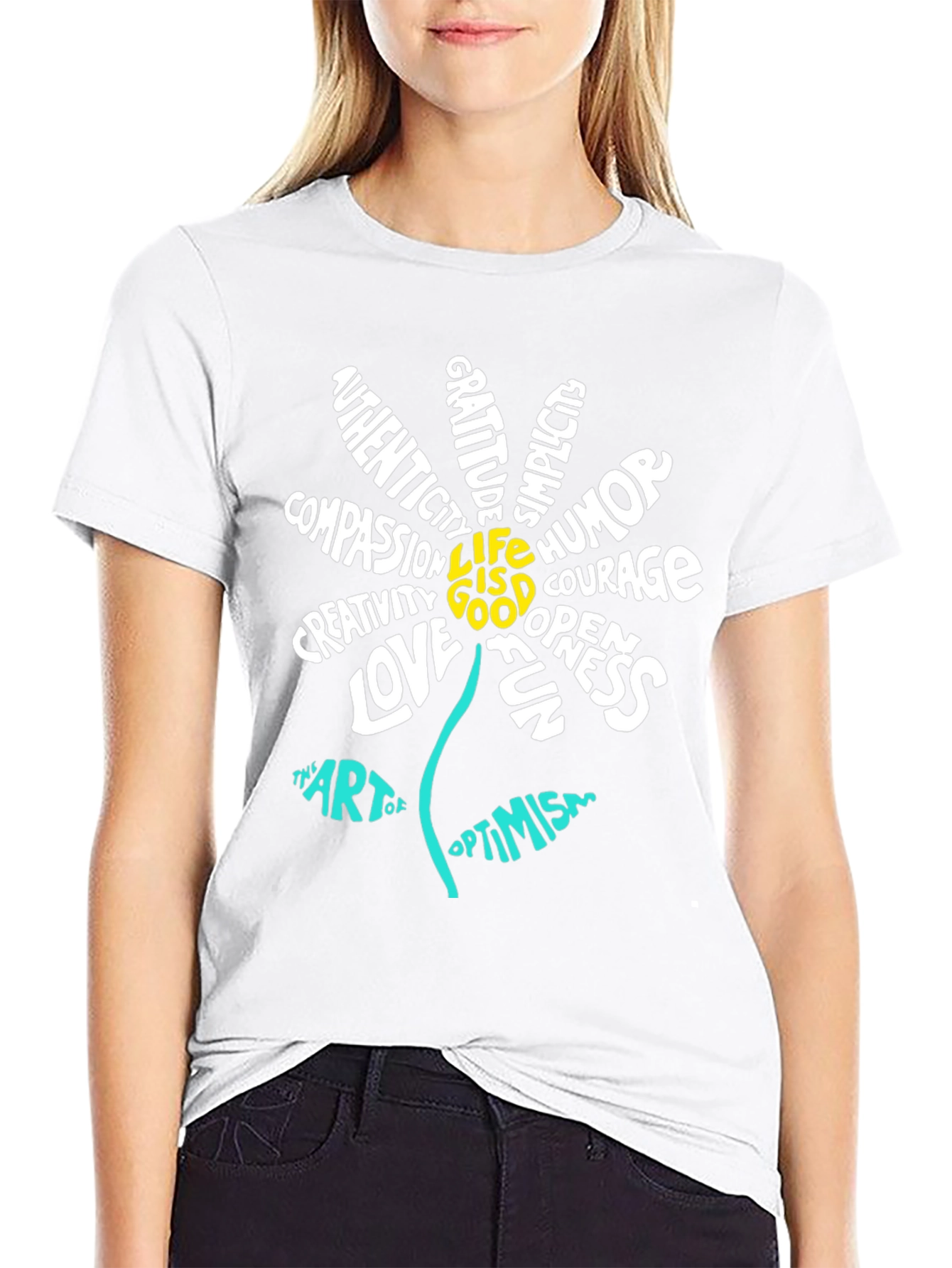 Inspirational Flower Graphic T-Shirt - Optimism Art Tee