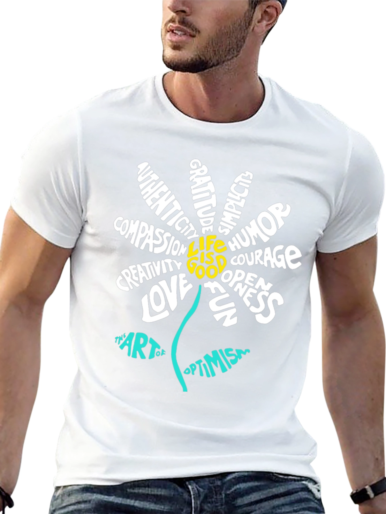 Inspirational Flower Graphic T-Shirt - Optimism Art Tee