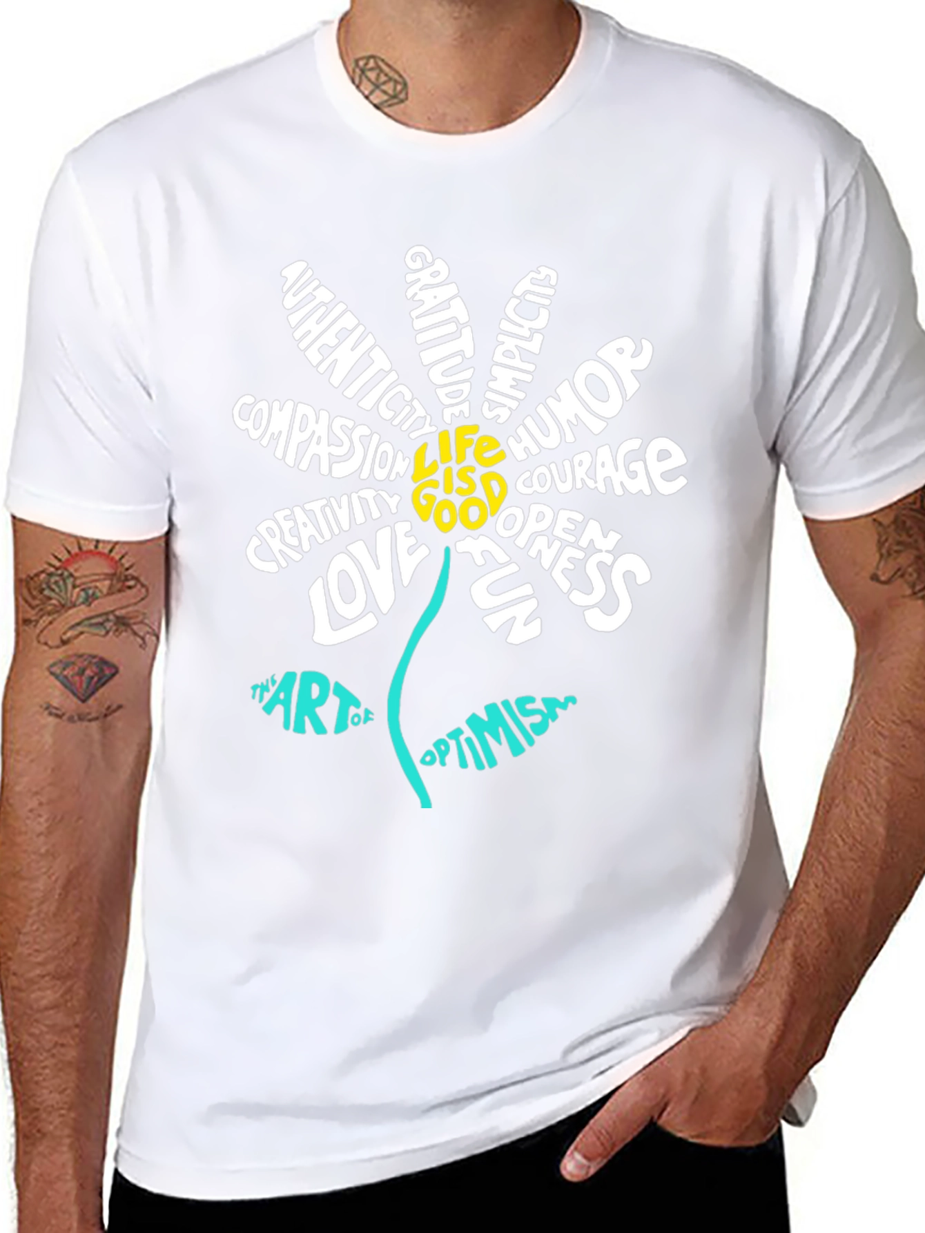 Inspirational Flower Graphic T-Shirt - Optimism Art Tee