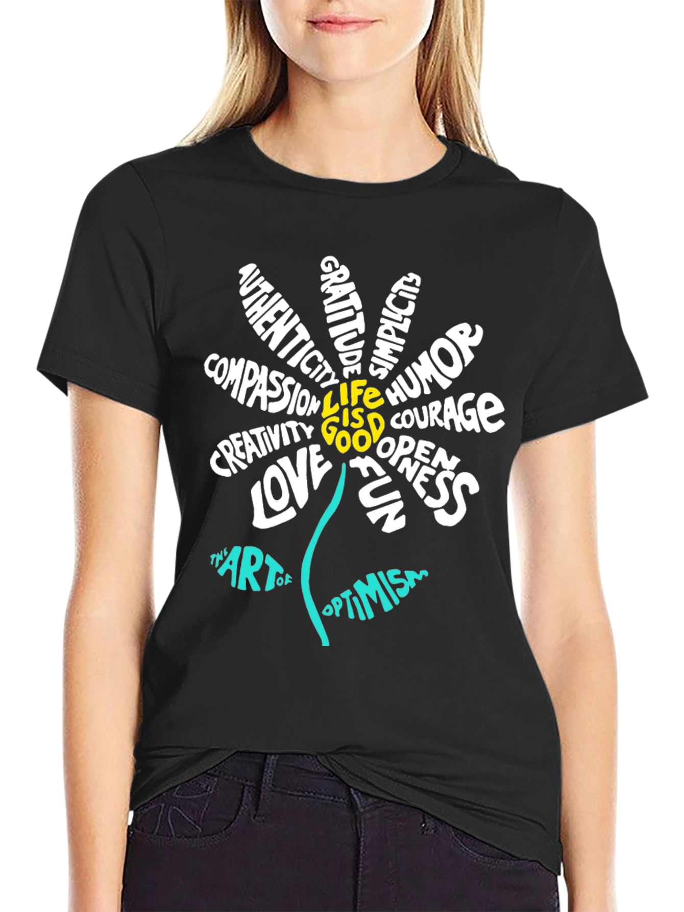 Inspirational Flower Graphic T-Shirt - Optimism Art Tee