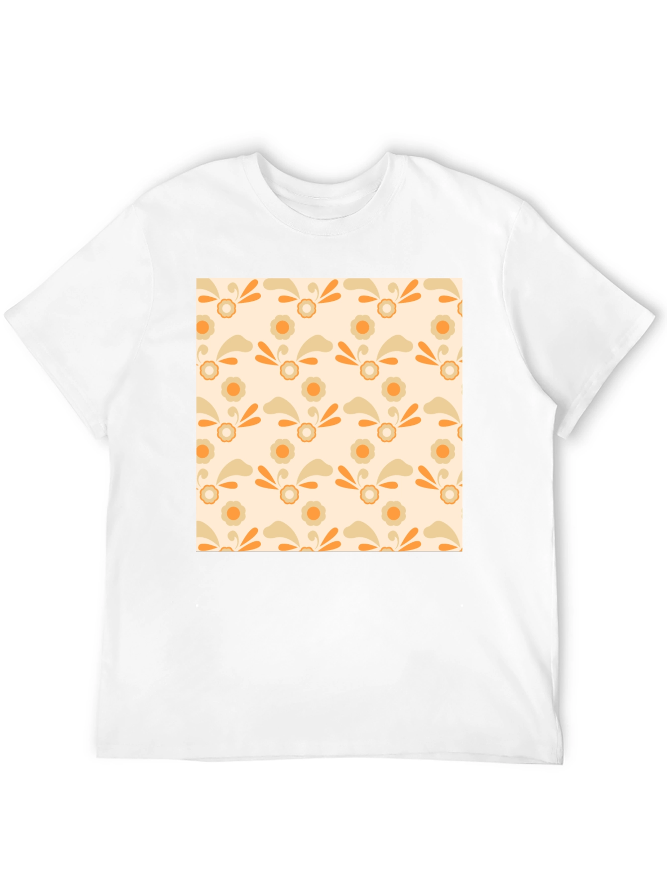 Retro Floral Pattern Black T-Shirt