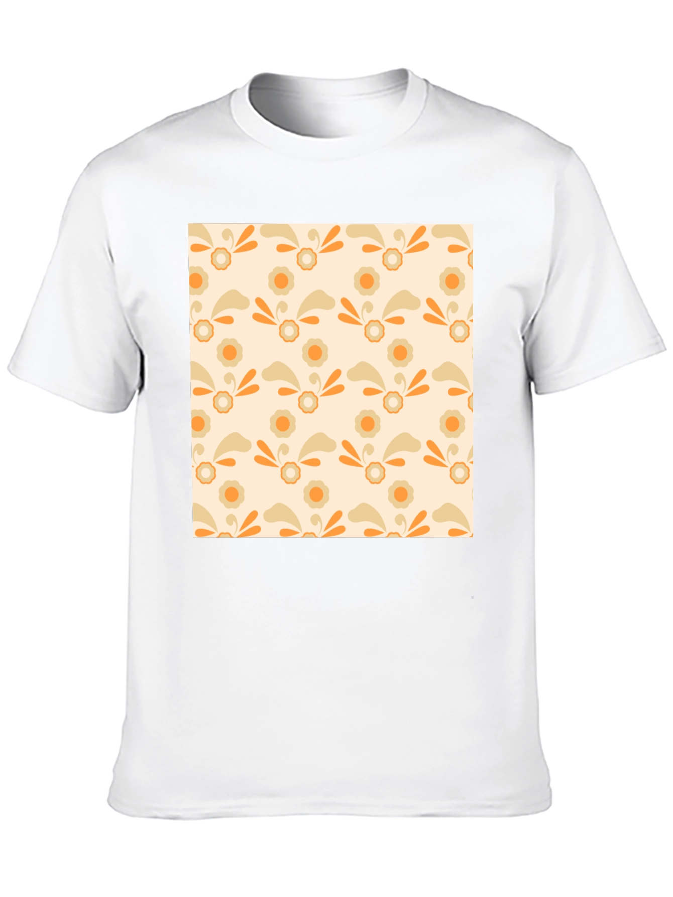 Retro Floral Pattern Black T-Shirt