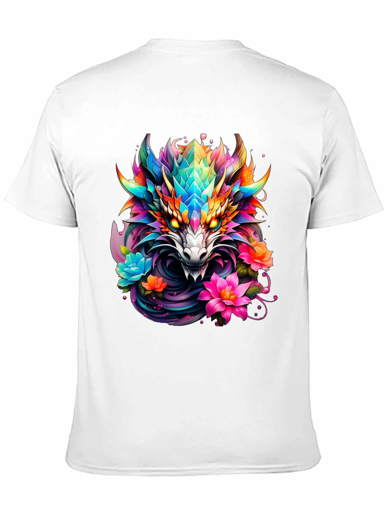 Dragon Floral Graphic Tee - Mens Black T-Shirt
