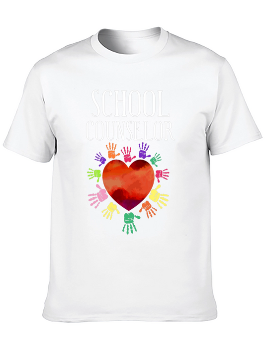 School Counselor Heart Hands Graphic T-Shirt