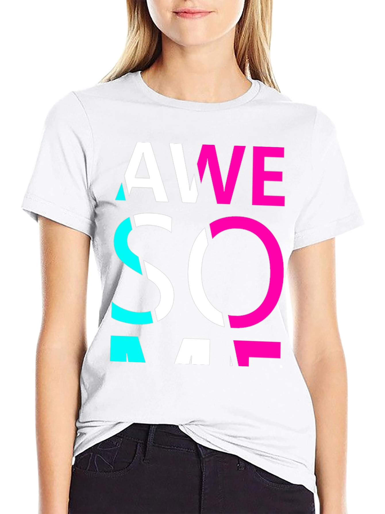 Awesome Graphic Print Crew Neck Tee
