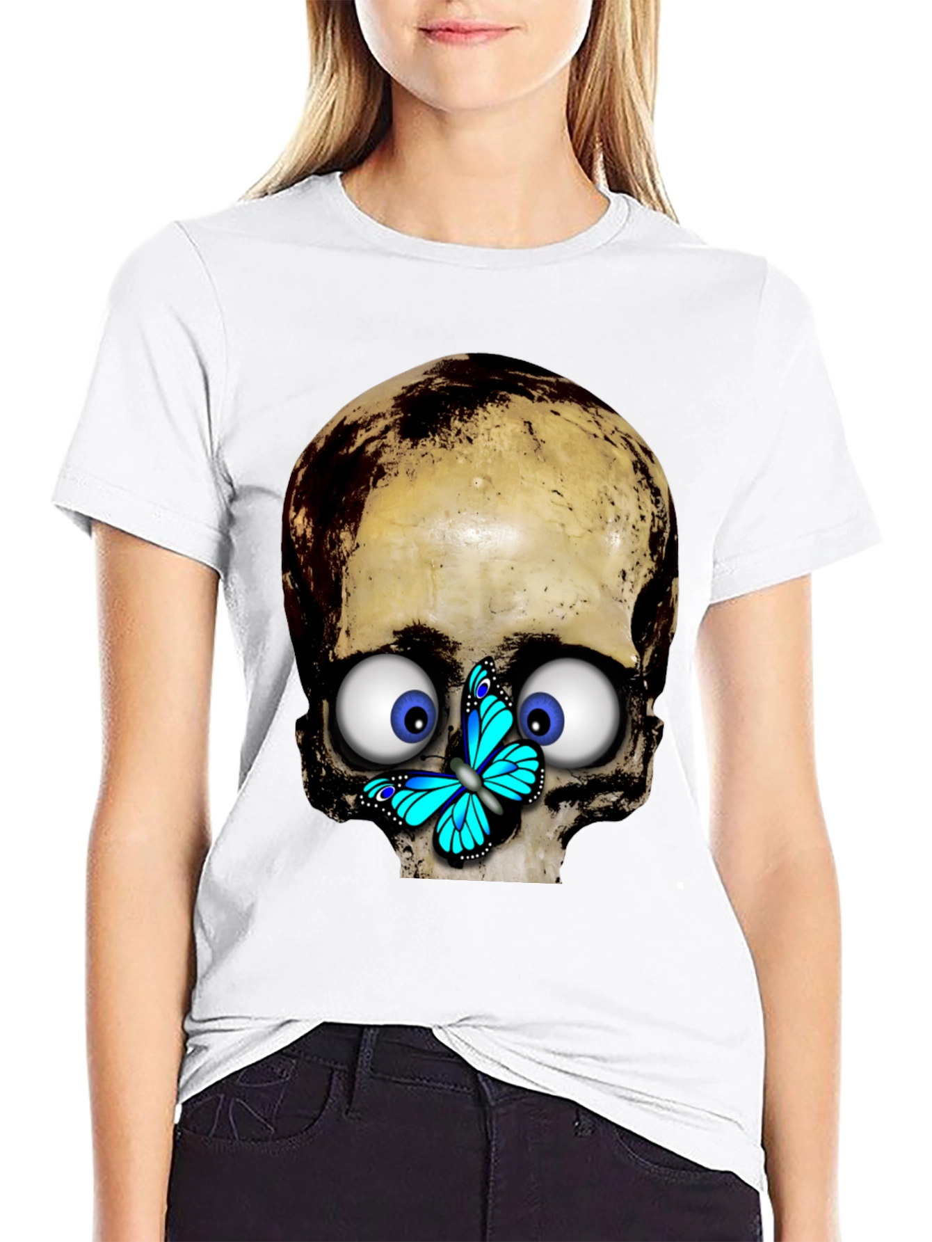 Skull & Butterfly Graphic T-Shirt