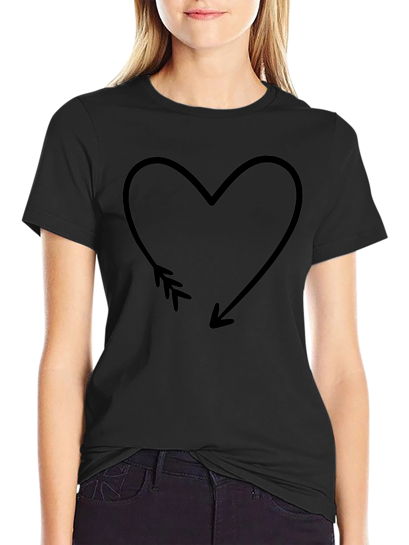 Heart Arrow Black Graphic Tee
