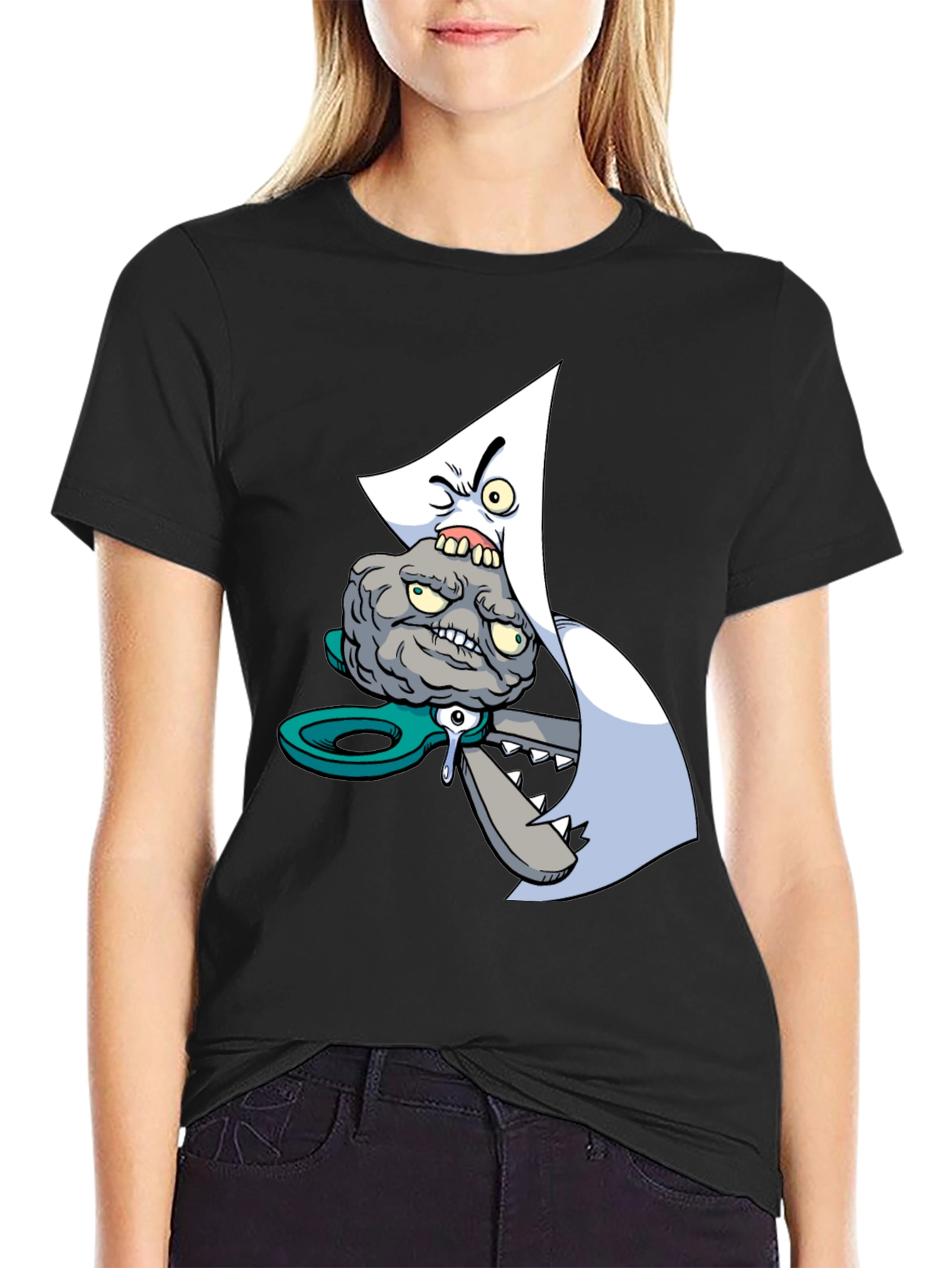 Cartoon Graphic Print Black T-Shirt